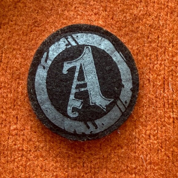 Angelo Litrico Wool Zip-Up Cardigan Sweater Men’s M Orange & Gray Logo Patch - Picture 4 of 5